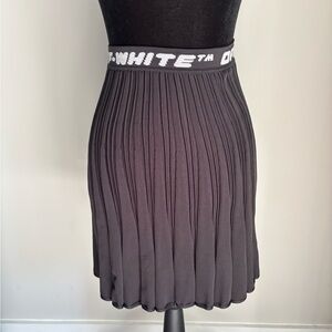 Off-White Black Skater Skirt with Logo Waistband